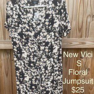 Flora print button down jumpsuit